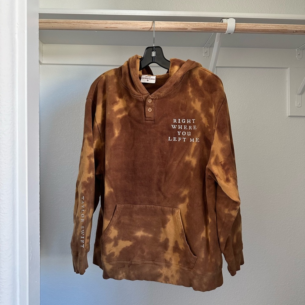 Taylor Swift Evermore Right Where You Left Me Hoodie Acid Wash M Rare SOLD OUT